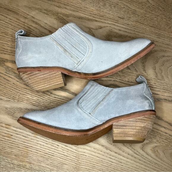 J. Shoes Eyre Gray Suede Booties Western Slip On Block Heel Boots Women’s Size 9
